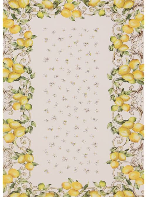 tovaglia 6  posti con decoro limoni L'Oasi ceramiche | TOVAGLIALIMONIFIORI140X180